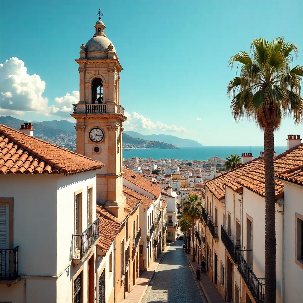 Captivating Malaga: Classic Tower in Sunlit City Center