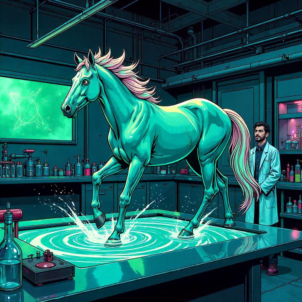 Kelpie in a Neon Laboratory - Comic Book Style