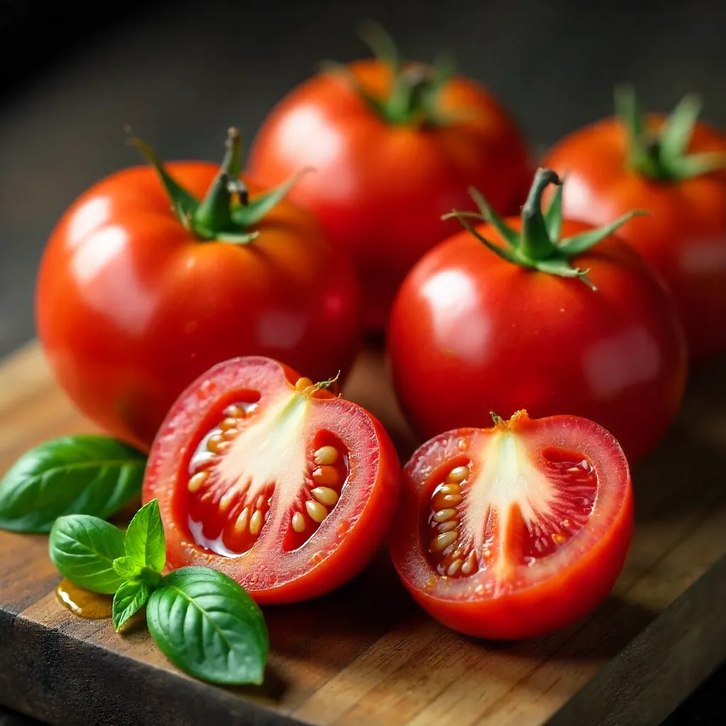 Macro Close-Up: Assorted Fresh Red Tomatoes
