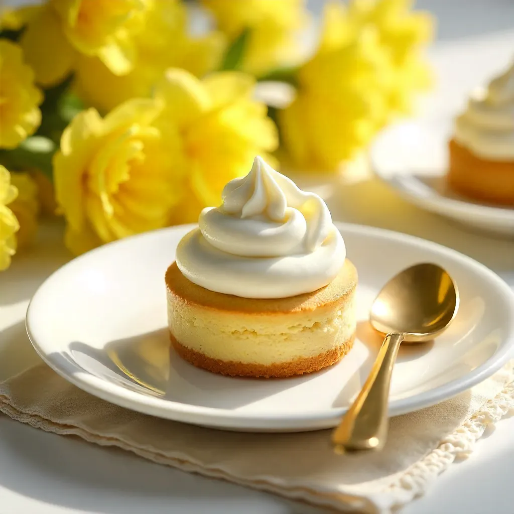 Elegant Dessert with Whipped Cream & Golden Spoon amid Mimosa