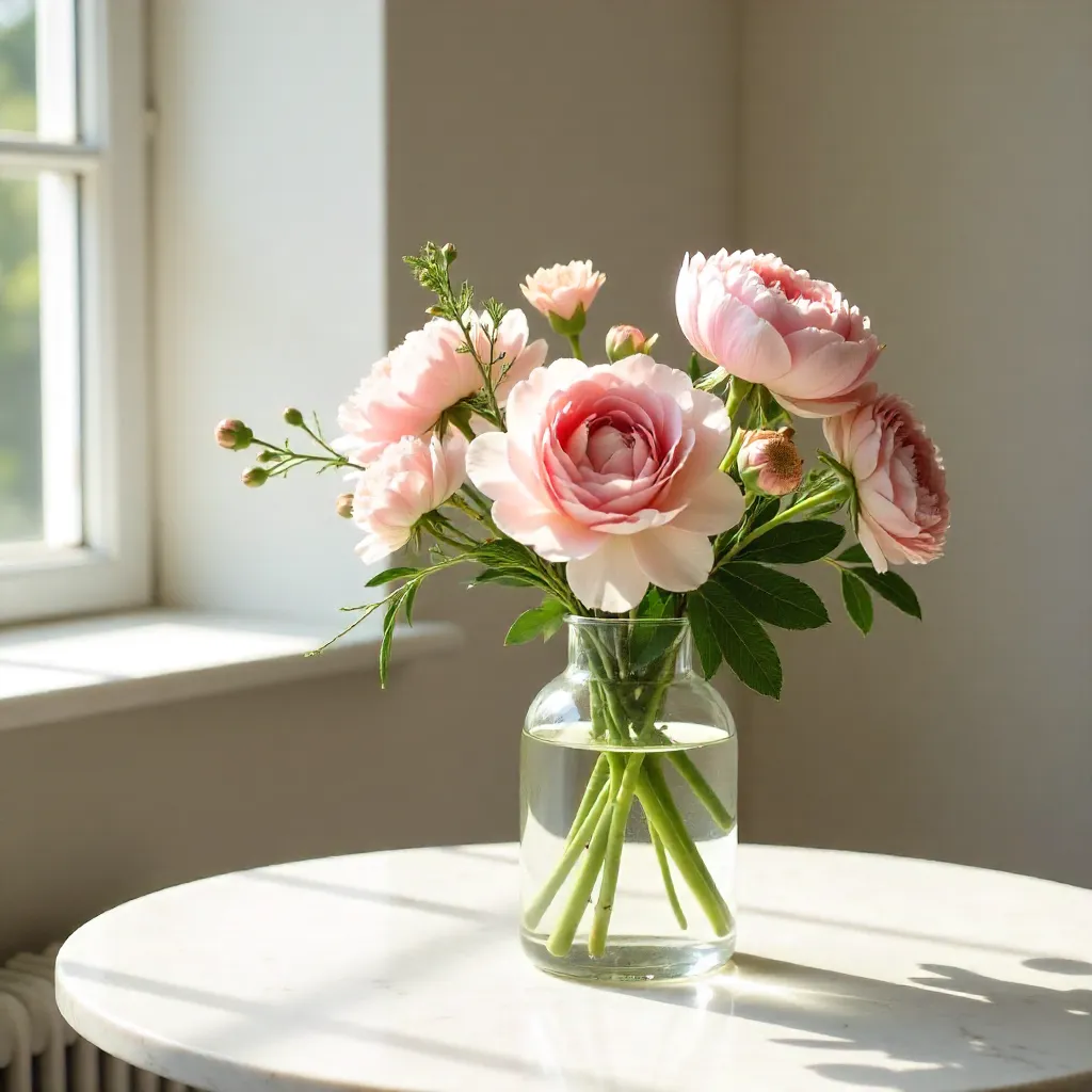 Elegant Minimalist Pink Floral Arrangement in Glass Vases