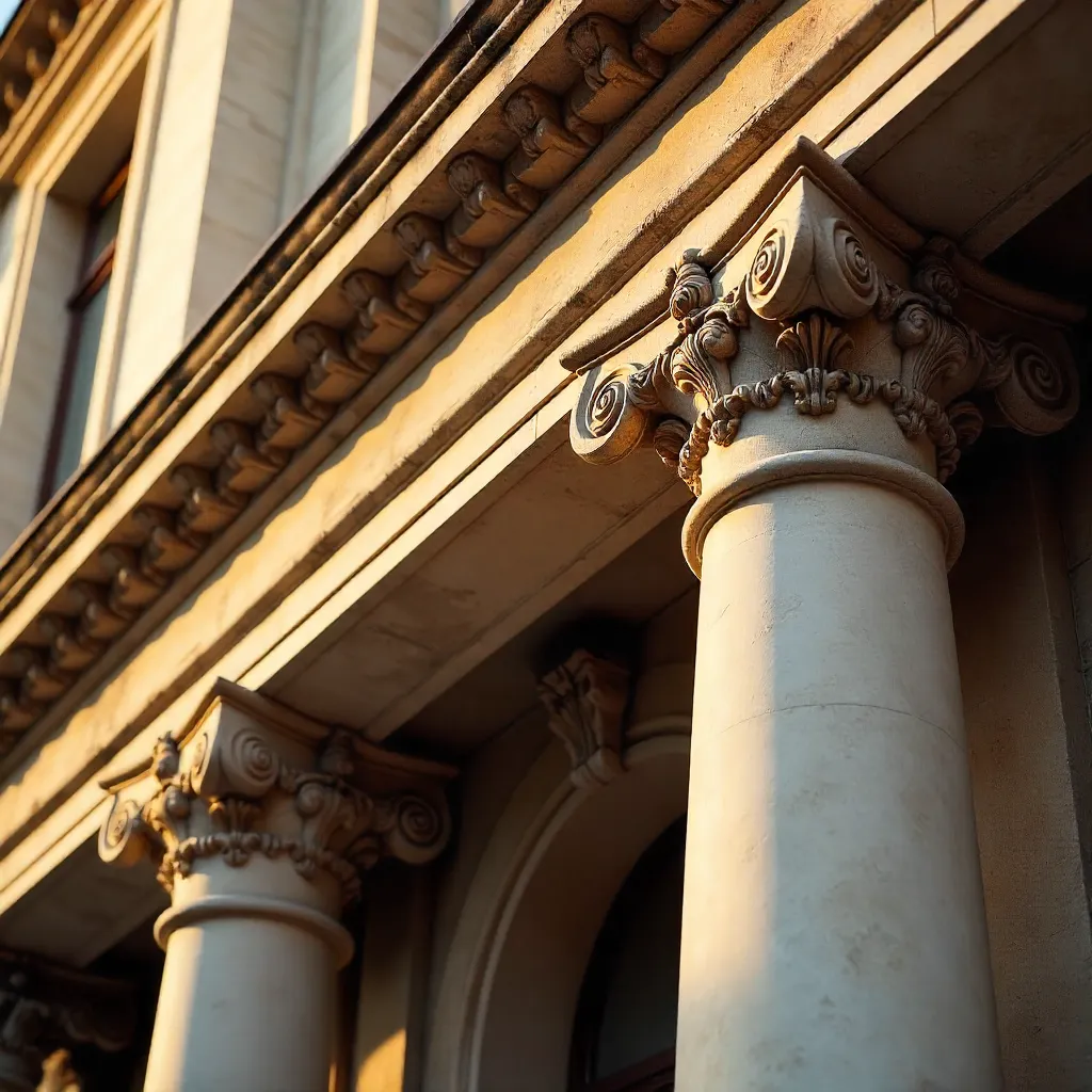 Close-Up of Corinthian Facade with Ornate Columns
