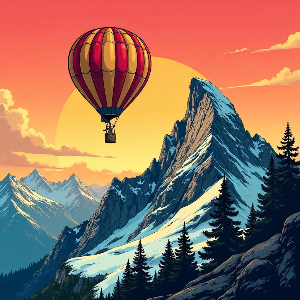 Comic Peak: Balloon Over Mountain Summit