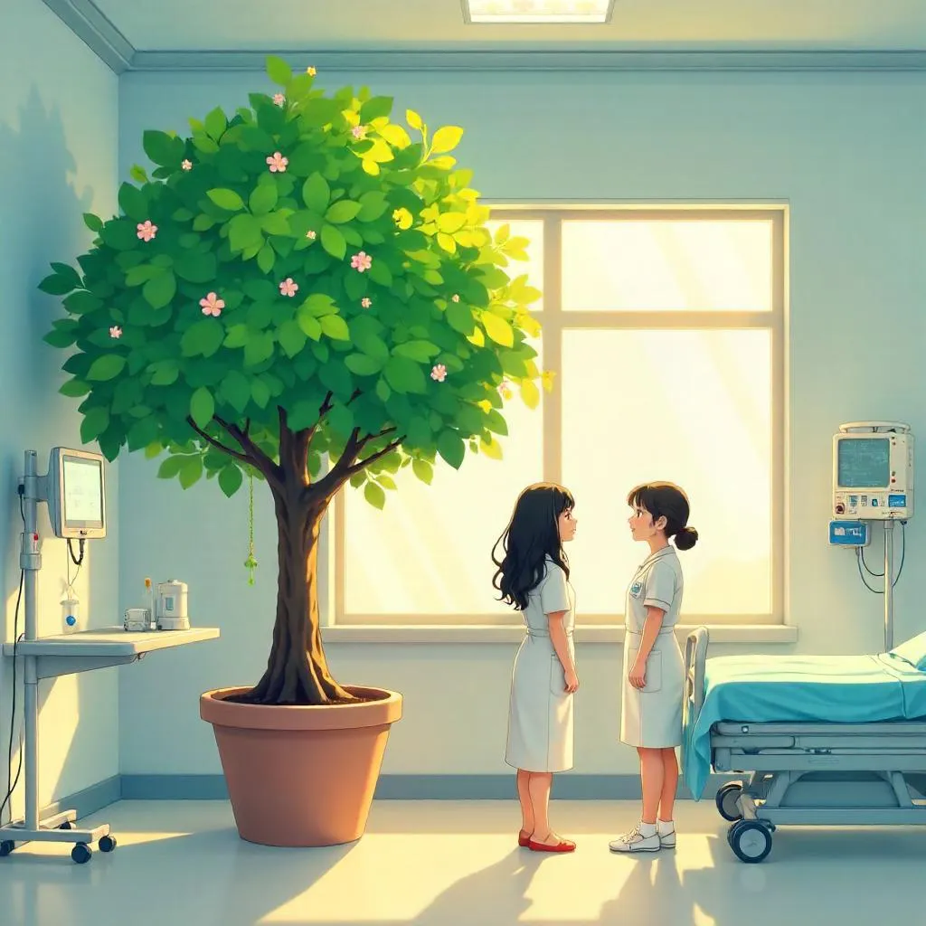 Hopeful Anime Tree in a Hospital Ward