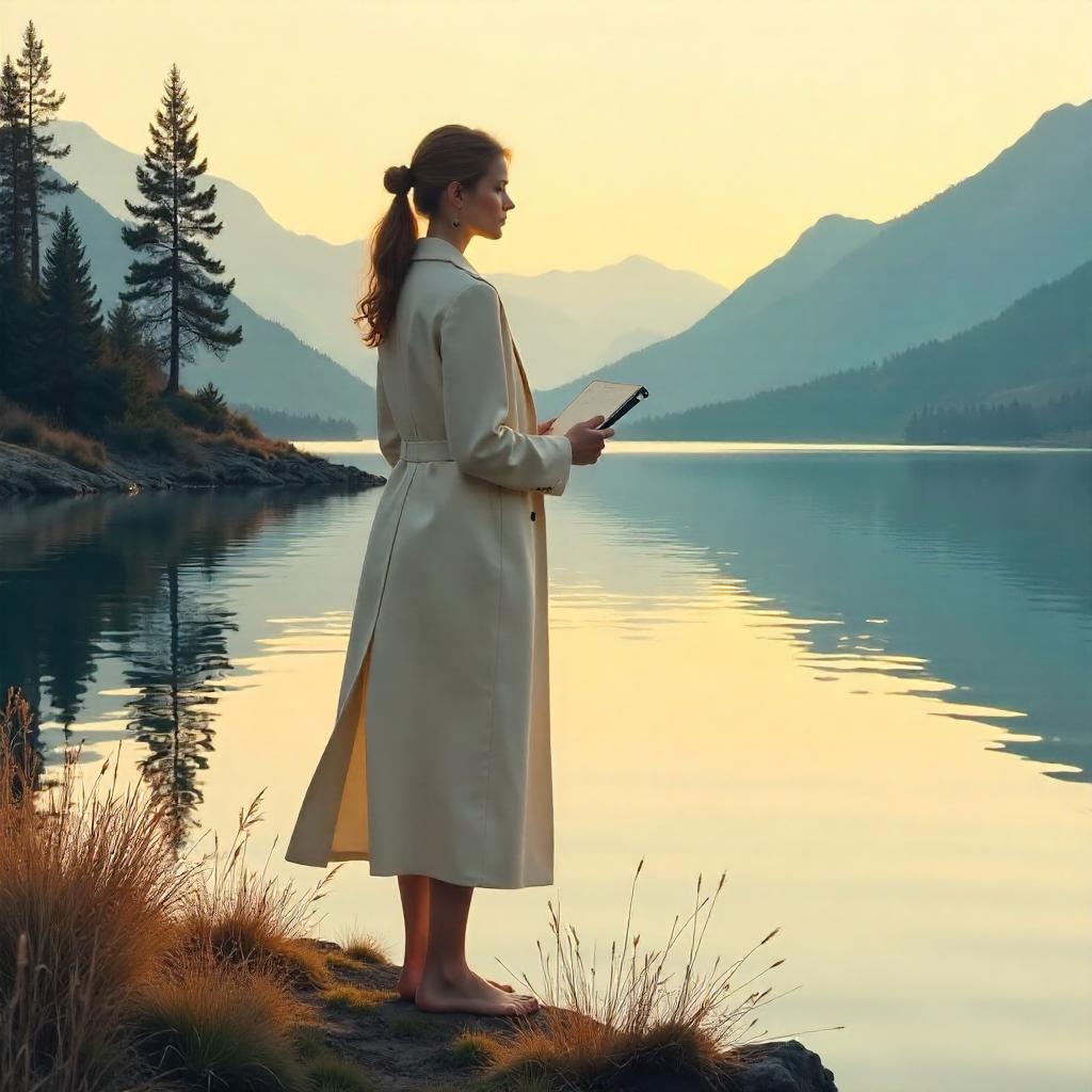 Stylish White Girl by the Lake — Concept Art