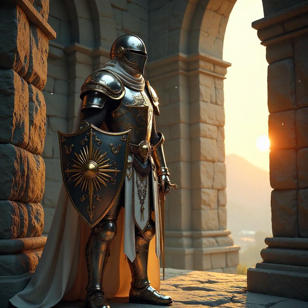 Paladin in a Tower: A Photorealistic 3D Render