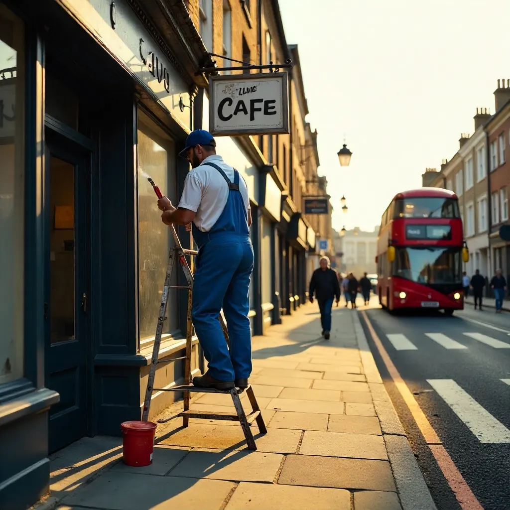 Blue Overalls Painter on Abbey Road