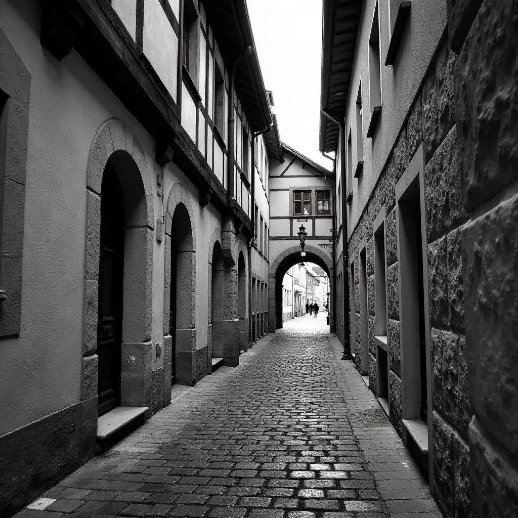 Monochrome Alleyway in Basel's Historic Old Town