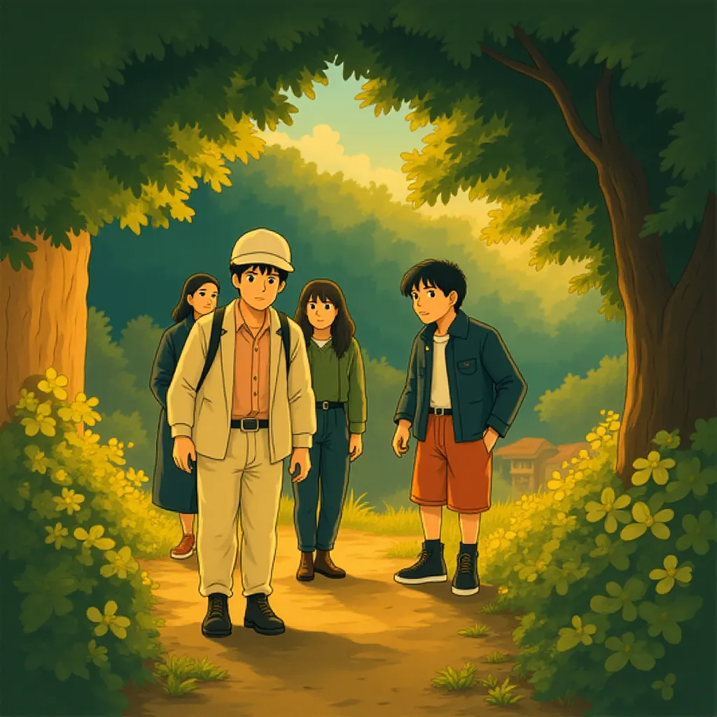 Kieran Culkin, Jesse Eisenberg, and Will Sharpe in A Real Pain (2024) - Anime style