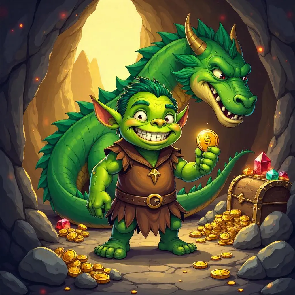 Cartoon Orc in a Dragon's Lair