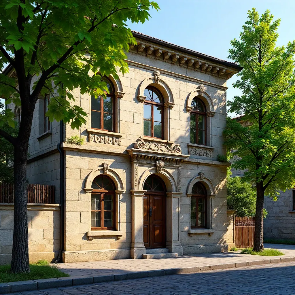 Historic Ankara Facade Amid Lush Greenery