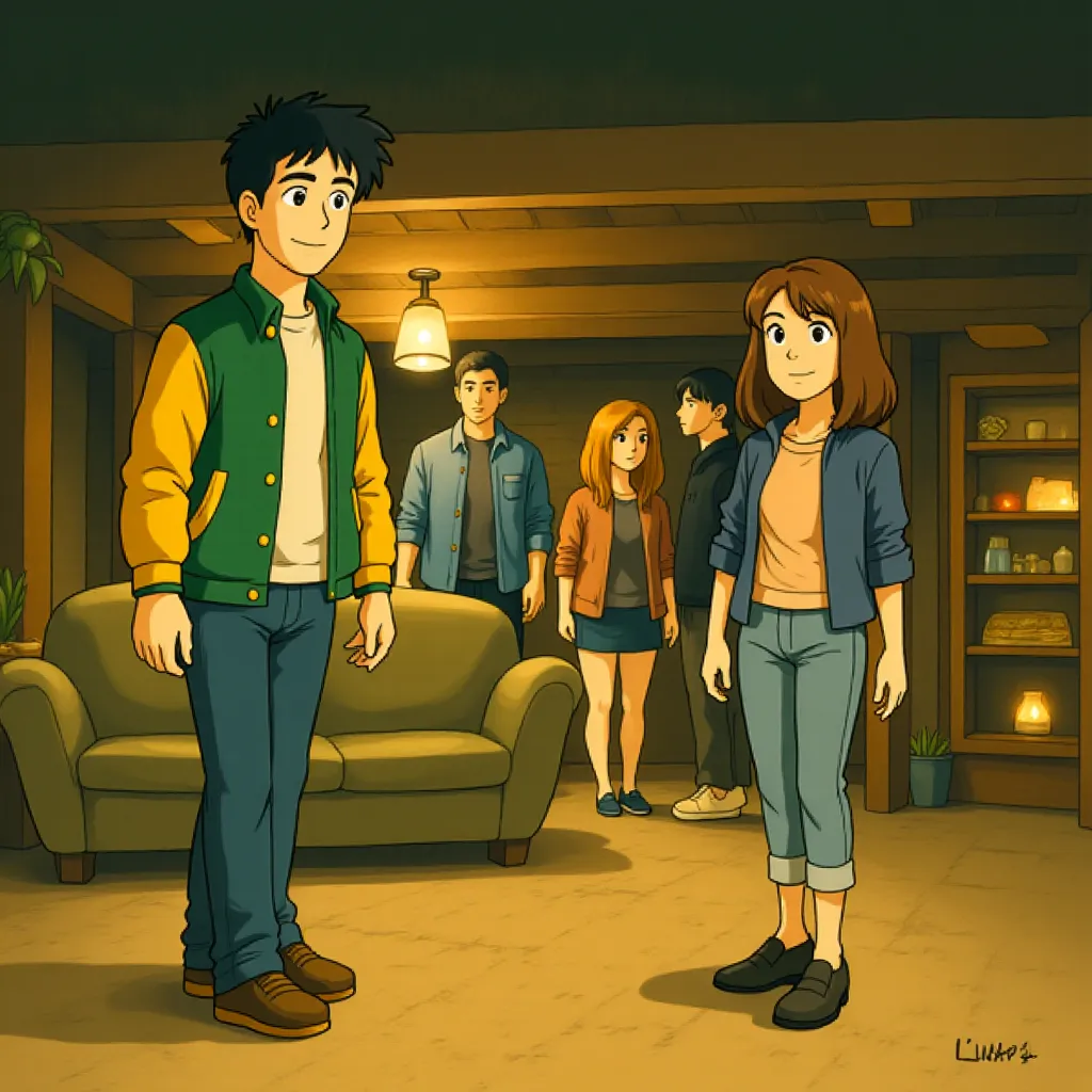 Anna Hutchison, Fran Kranz, Jesse Williams, Chris Hemsworth, and Kristen Connolly in The Cabin in the Woods (2011) - Anime style