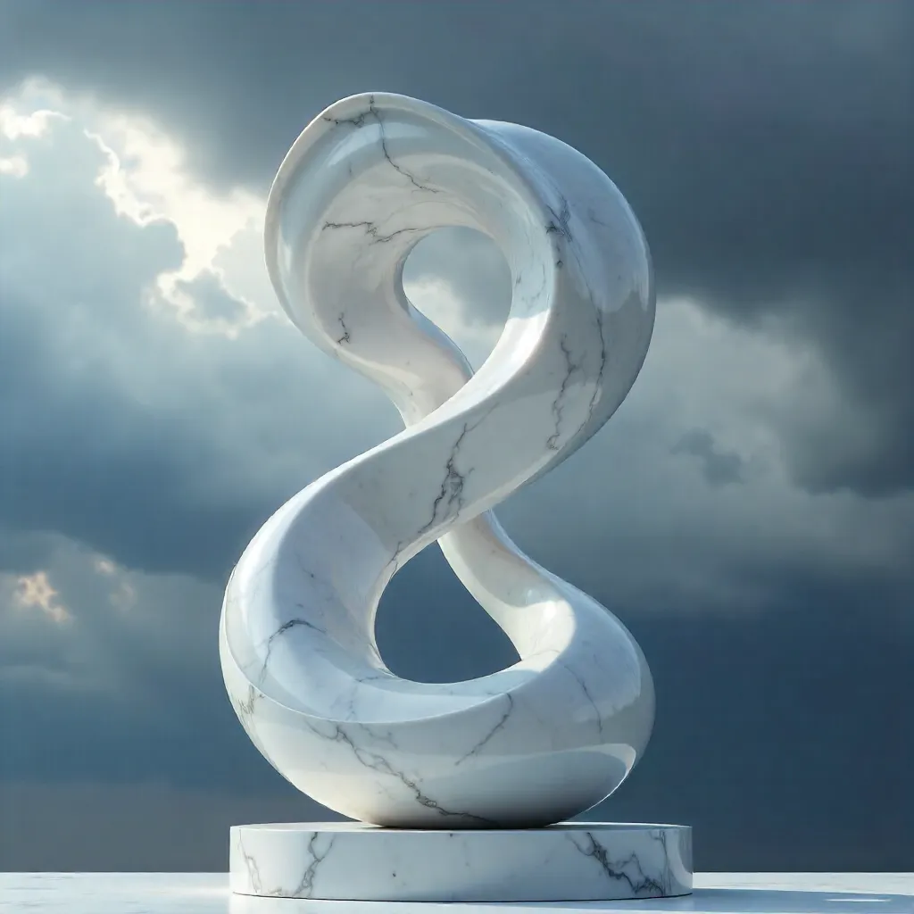 Kinetic White Marble Against Stormy Skies