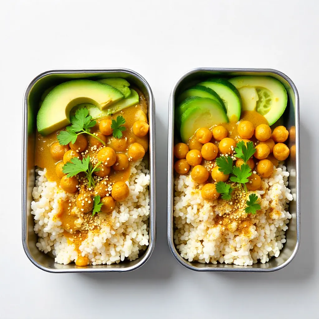 Vegan Lunchboxes with Chickpeas, Rice, Avocado & Curry