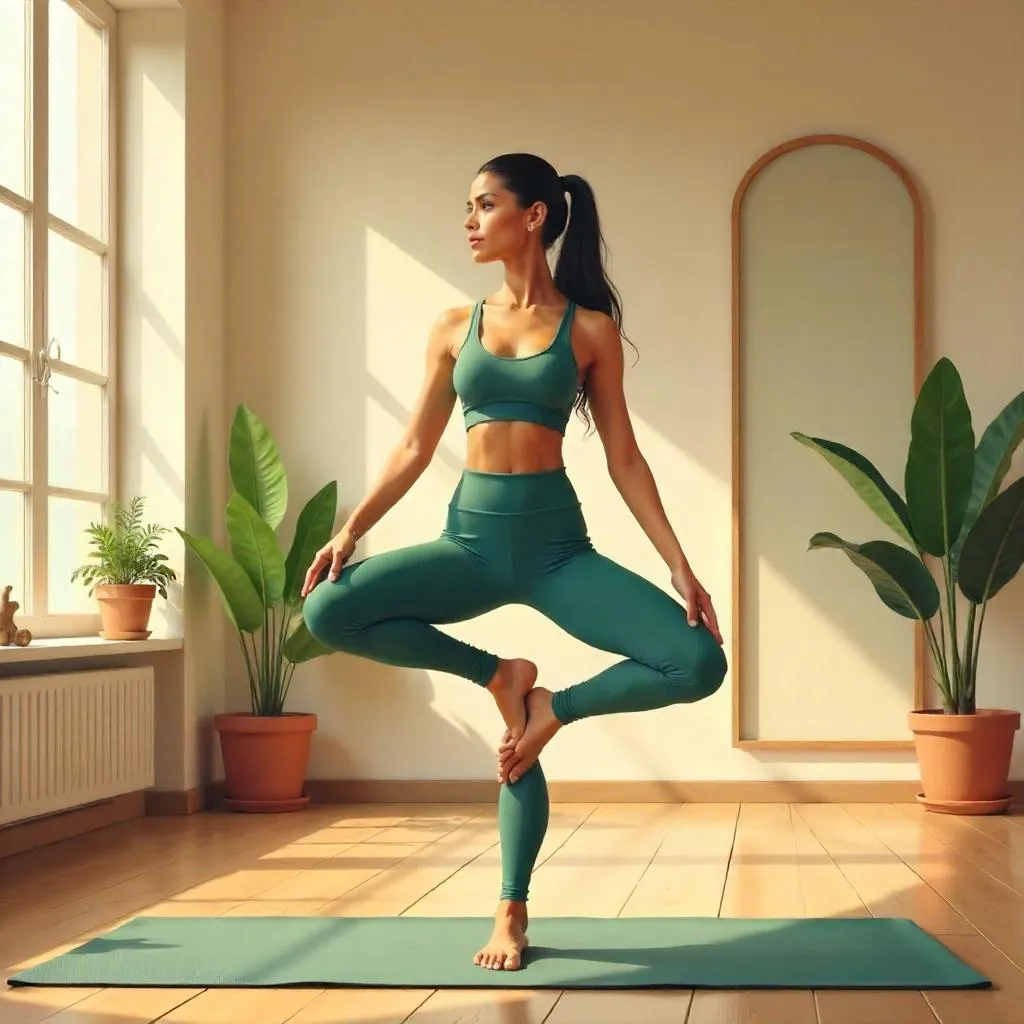 Concept Art of a Young Latina in a Yoga Studio