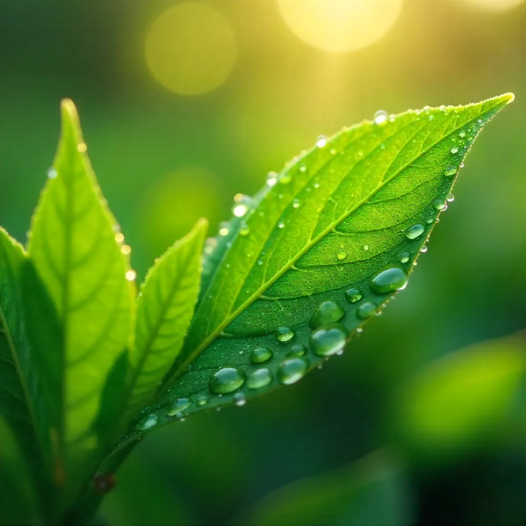 Dew-kissed Spring Foliage Macro