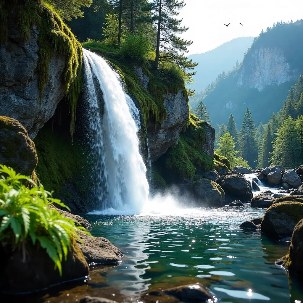 Serene Kastamonu Waterfall in Mossy Rocks