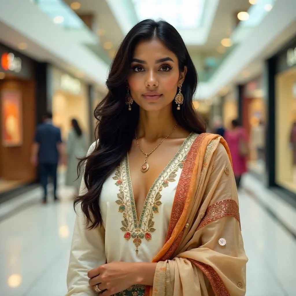 Photorealistic Indian Woman in a Modern Mall