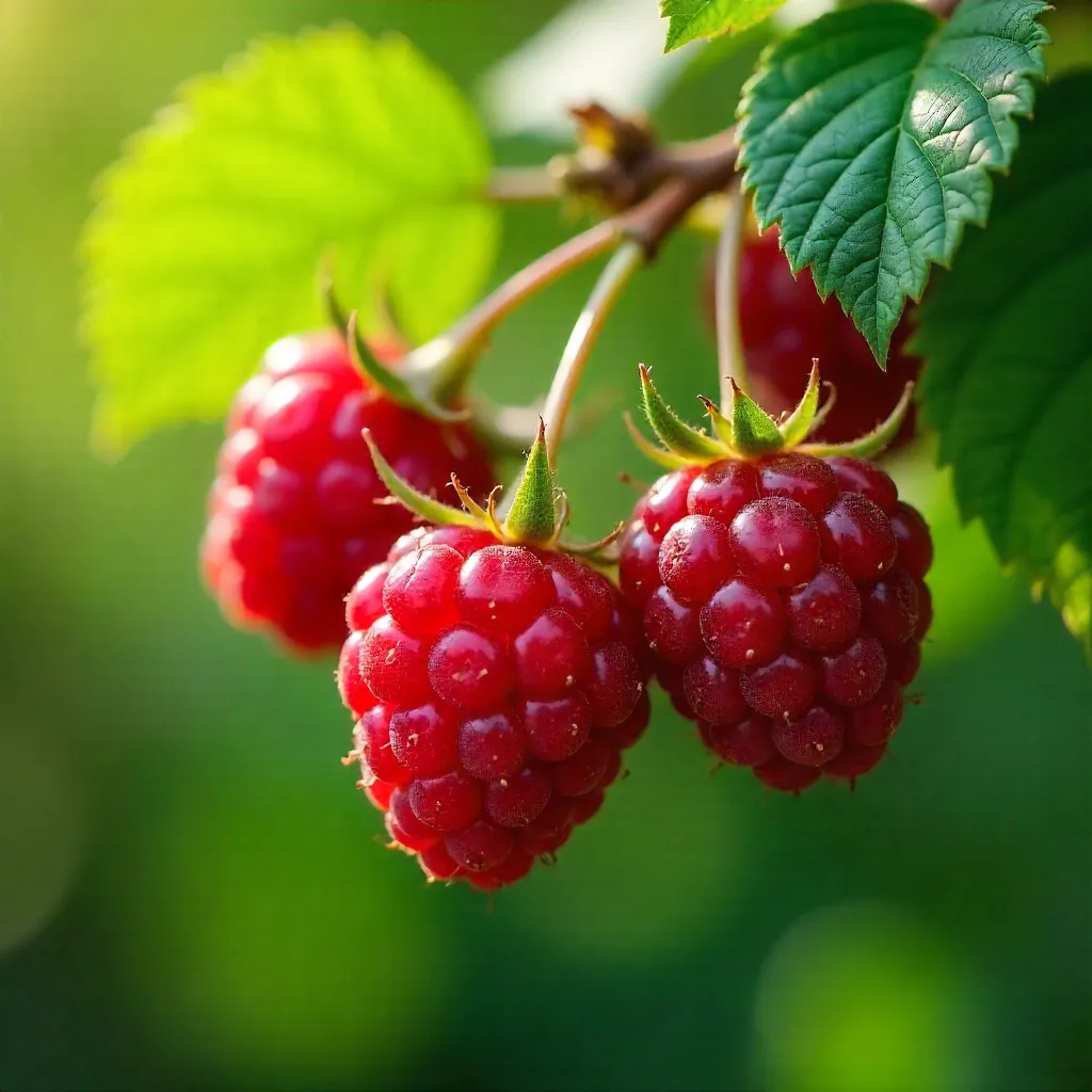Vivid Raspberry Macro on a Green Shrub