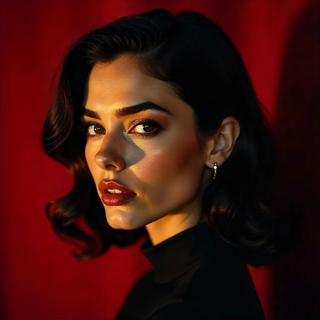 Crimson Drama: A Striking Portrait of a Woman
