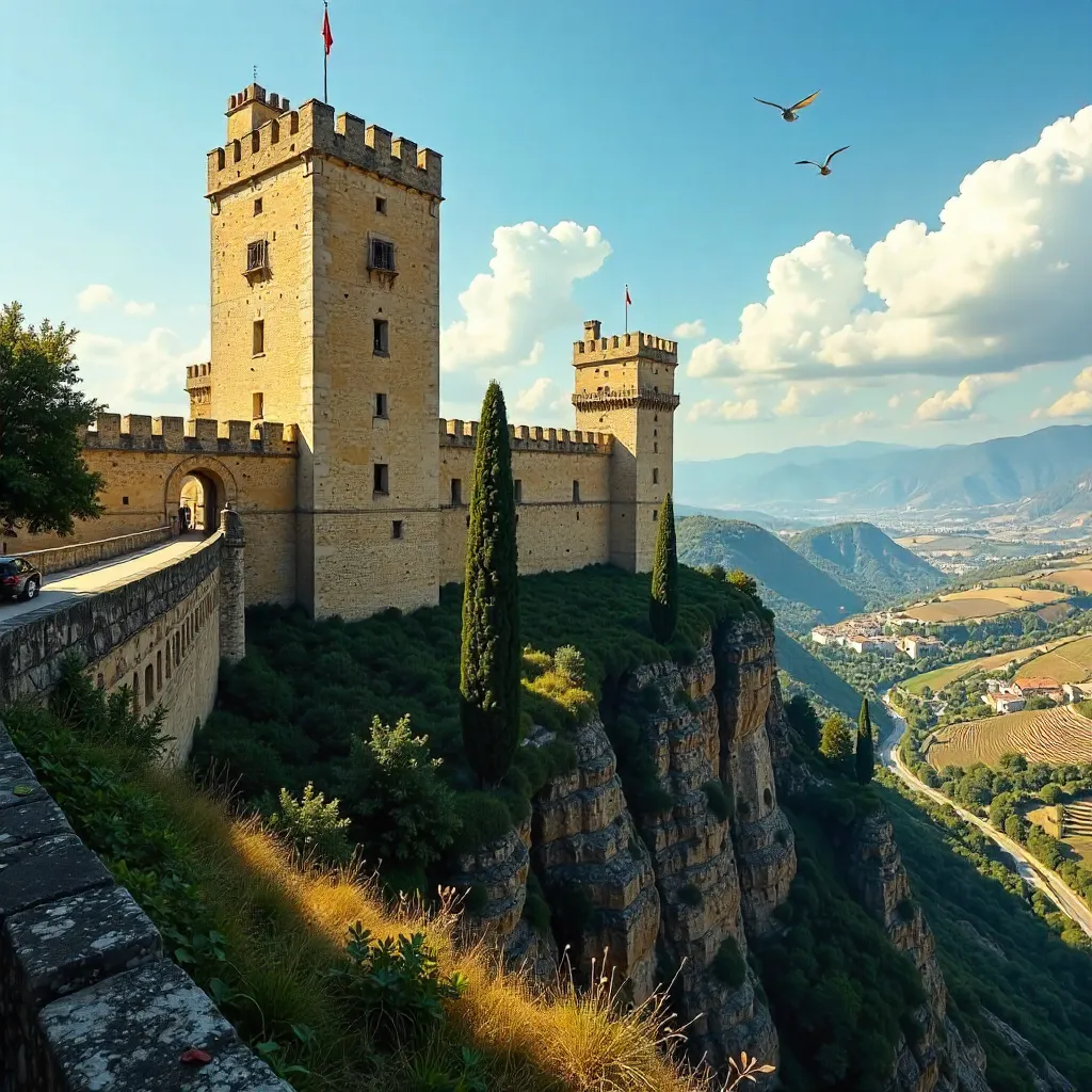 Majestic Fort Over Occitanie Under Clear Blue Skies
